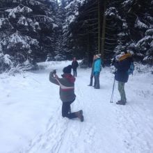 Margreet in de sneeuw